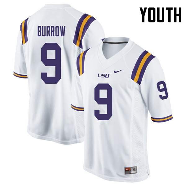Youth Joe Burrow White LSU Tigers #9 High School Jerseys,Joe Burrow LSU  Jersey, Shirts, Apparel, Gear